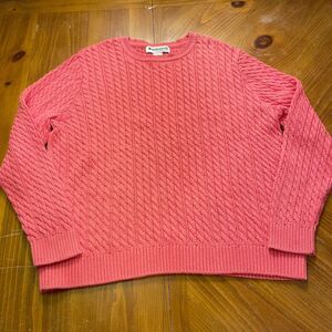 Appleseeds Pink Cable Knit Sweater 1X Cotton 90s Vintage Coquette Cottagecore
